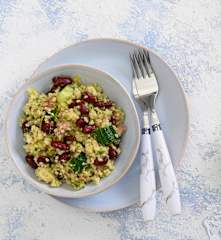 Poke de bulgur con judías rojas y atún (Cocción de arroz)