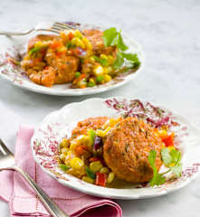 Baked Salmon Cakes with Corn Salsa