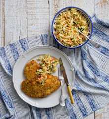 Cajun chicken schnitzel and slaw