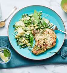 Porc mariné, riz sauté et légumes croquants