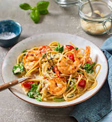 Garnelen-Pasta mit Pesto-Sauce
