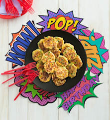 Salami, pea and corn fritters