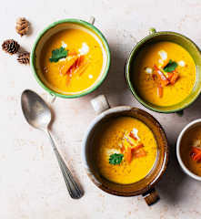 Crema de zanahorias asadas con leche de coco