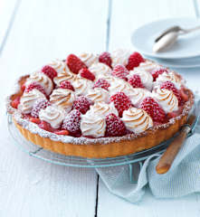 Tarte meringuée fraise-rhubarbe