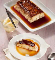 Flan de pera a la vainilla