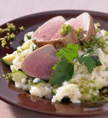 Schweinefilet mit Zucchini-Risotto