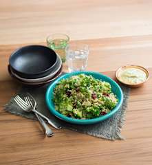 Quinoa with mixed greens and yoghurt dressing