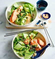 Teriyaki salmon with edamame and cucumber (Diabetes)