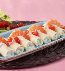 Canelones fríos de palitos de surimi y jamón