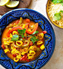 Tajine de calamar aux poivrons
