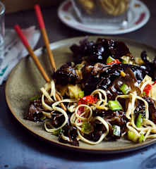 Mu-Err-Pilze mit Frühlingszwiebeln (葱香木耳)