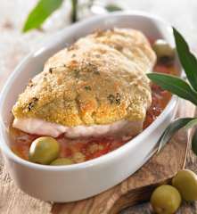 Fischfilet mit Oliven-Käse-Kruste