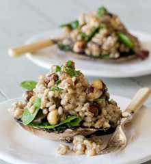 Herbed Mushrooms with Pearl Barley and Roasted Hazelnuts