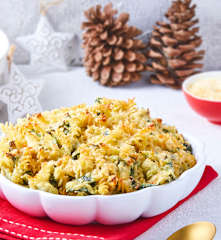 Pasta gratinada con espinaca y alcachofas TM6