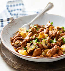Malzbiergyros mit Kartoffeln und Champignons