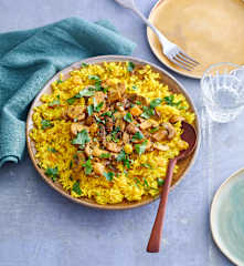 Riz sauté aux épices et champignons