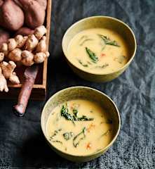 Creme de batata-doce, coco e cardamomo