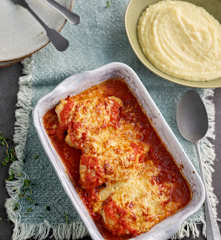 Chicken Breasts Pizzaiola with Celeriac and Potato Purée