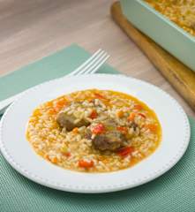 Carrilleras con arroz al aroma de jerez