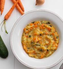 Puré de legumes com bacalhau fresco