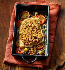 Fischfilet mit Oliven-Käse-Kruste