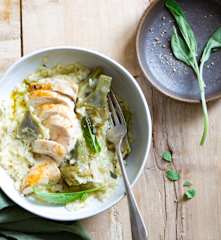 Risotto au poulet et aux artichauts