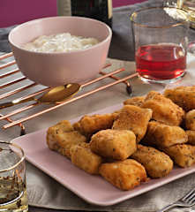 Tacos de bacalao a la provenzal con salsa tártara