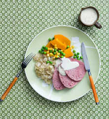 Corned beef with mustard sauce
