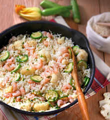 Riso con gamberi e verdure
