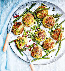 Cromesquis aux asperges vertes et petits pois