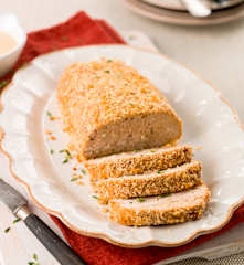 Rolo de peru com cogumelos