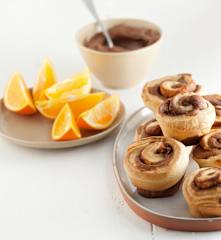 Caracóis de laranja e chocolate