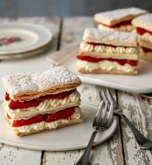 Mini Strawberry and Elderflower Mille Feuille