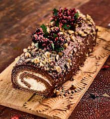 Bûche roulée noisette-café