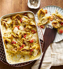 Muschelnudeln mit Waldpilzfüllung