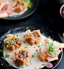 Bouchées vapeur au porc, sauce au miel