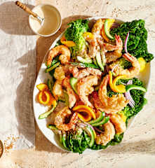 Prawn tempura with mango salad & spicy chilli dressing