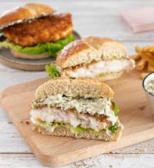 Hamburguesa de pescado empanado