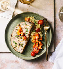 Pez espada con salsa chermoula y cuscús