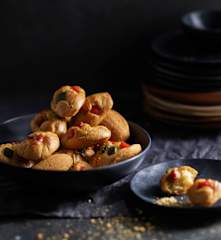 Madeleines au chorizo, courgette et poivron rouge