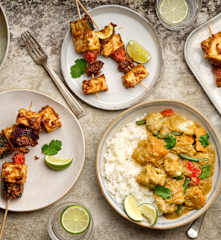 Satay Tofu Kebabs; Massaman Curry with Jasmine Rice
