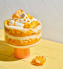 White chocolate and tropical trifle