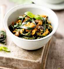 Pâtes à la spiruline et ratatouille d'été