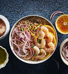 Farro con gamberi e agrumi