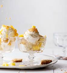 Gelato al cocco e ananas con biscotti allo zenzero (senza lattosio)