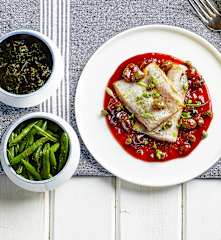 Merluzzo al pomodoro con verdure