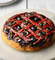 Pepper, Anchovy and Onion Cornbread Tart