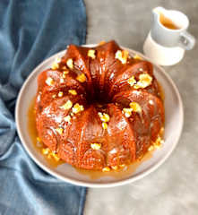 Caramel, date and walnut bundt