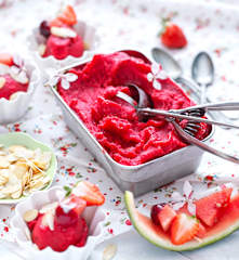 Sorbet fraise, pastèque et cerise