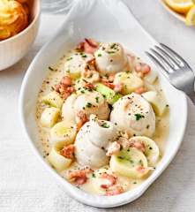 Tongrolletjes met Prei en Pommes Duchesse